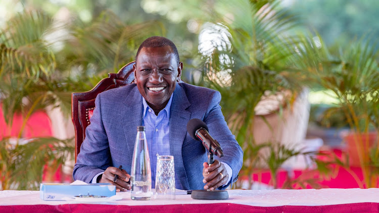 President William Ruto during a meeting with leaders of the Kenya Private Sector Alliance (KEPSA) and Kenya Association of Manufacturers (KAM) at State House, Nairobi on March 12, 2024.