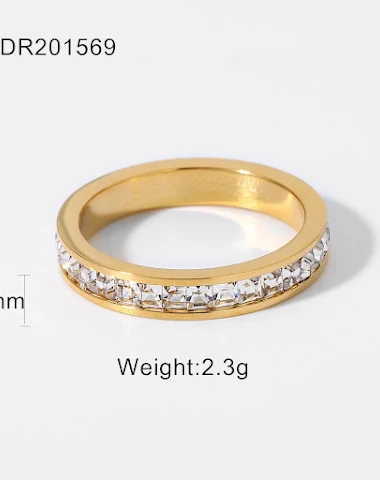 Franse retro ring met enkele diaman - 0