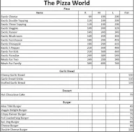 The Pizza World menu 1