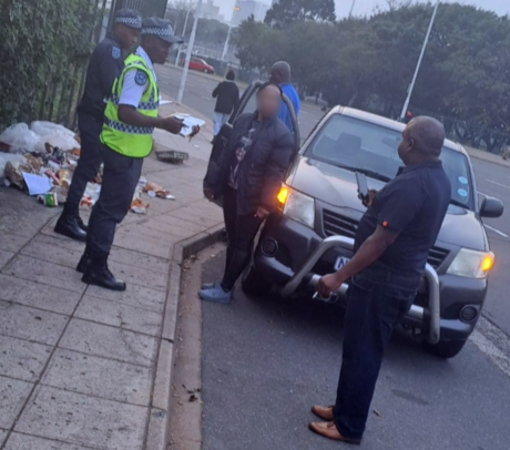 An employee was caught red-handed dumping refuse on a pavement in Durban. Picture: SUPPLIED