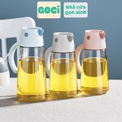 Chai Đựng Dầu Ăn Thủy Tinh Nắp Đóng Mở Tự Động Có Tay Cầm 650Ml Tiện Lợi Cho Nhà Bếp