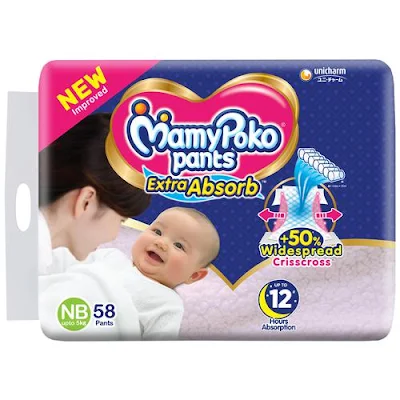 MamyPoko Extra Absorb Diaper Pants New Born - 58 pcs