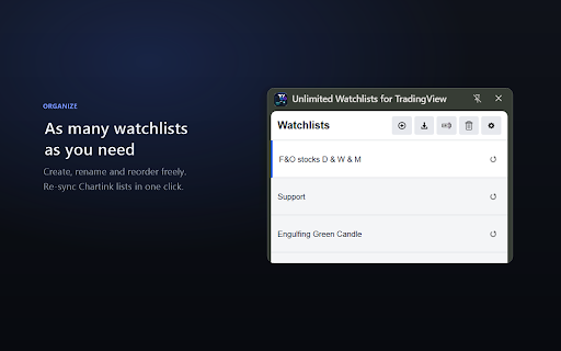 Unlimited Watchlists for TradingView screenshot 2