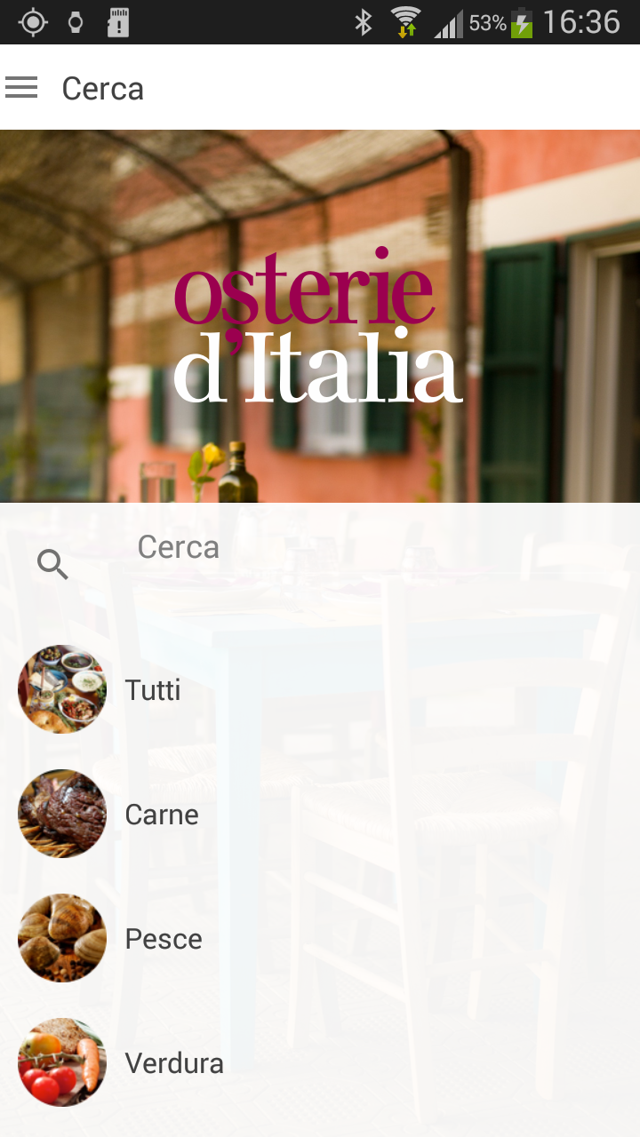 Android application Osterie dItalia 2016 screenshort