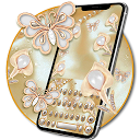 Baixar 3D Golden Diamond Flower Pearl Keyboard T Instalar Mais recente APK Downloader