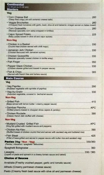 Namaste - Pure Veg Restaurant - Gcc Hotel & Club menu 