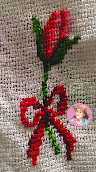 Rose in cross stitch 