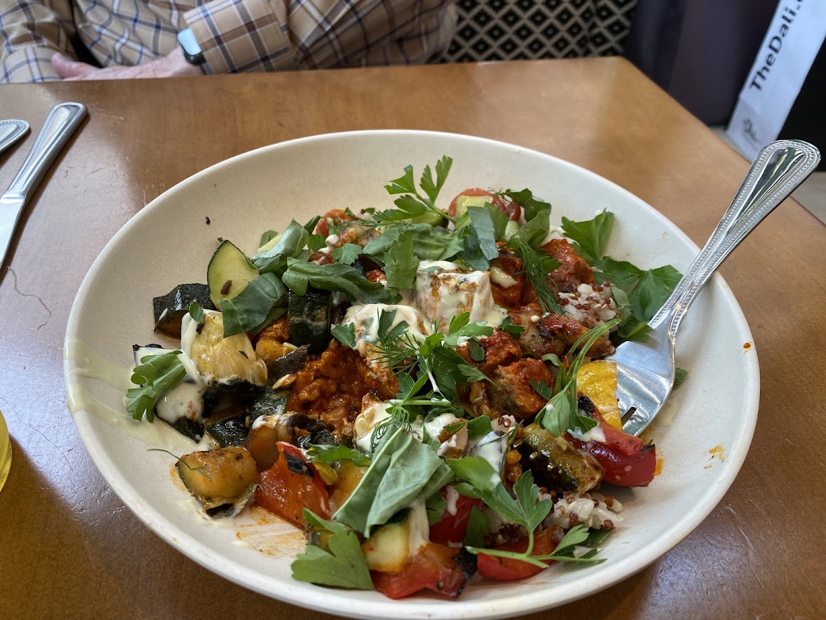 Mediterranean chicken kabob bowl.