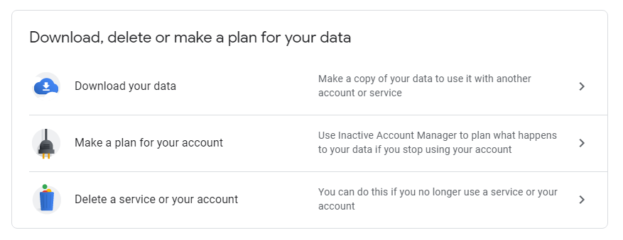 Download your Google data