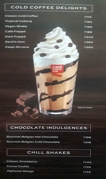 Cafe Coffee Day menu 