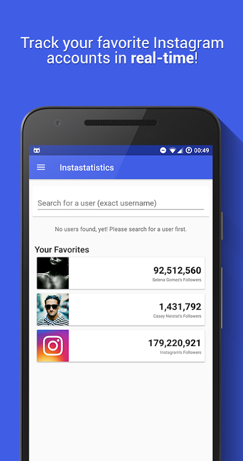 Android application Instastatistics screenshort