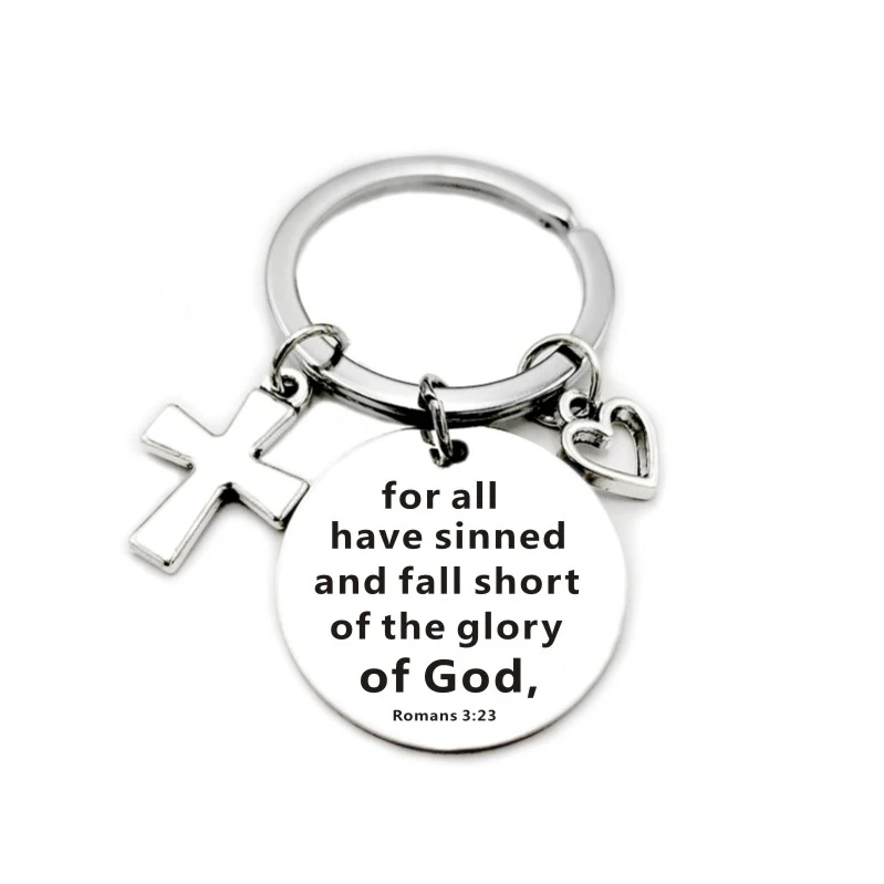 Porte-clés avec pendentif chrétien, croix, cœur et versets bibliques. Un cadeau spirituel pour exprimer votre foi et vous rapprocher de Dieu.