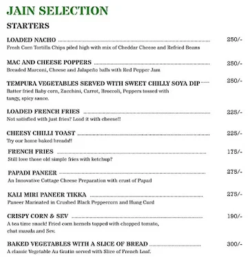 The Vege Table menu 