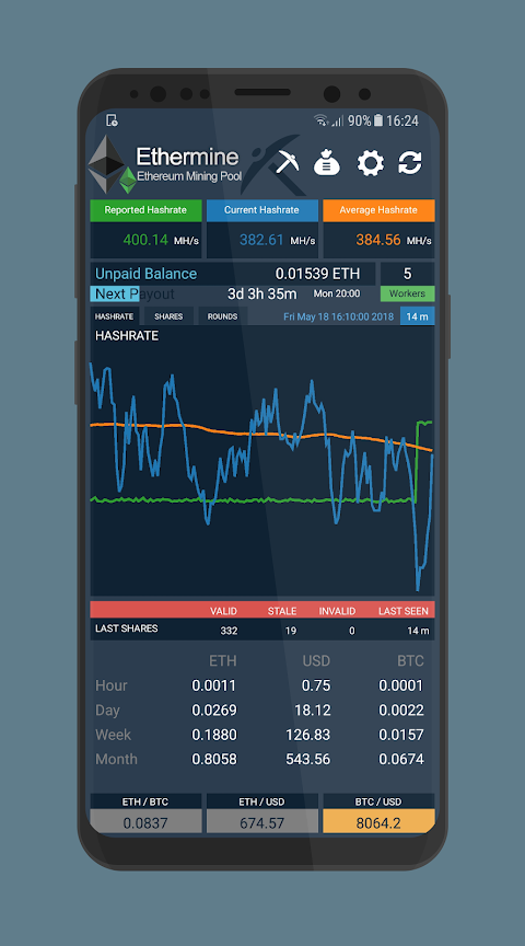 Ethermine Pool Stats Monitorのおすすめ画像1