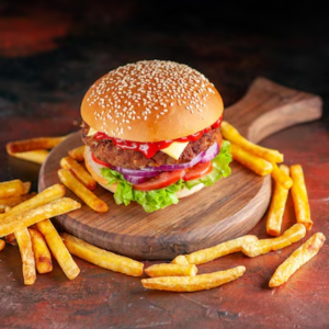 Aloo Tikki Burger (with Cheese) + French Fries (Salted) + Coca Cola Can