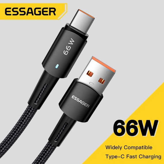 Cáp Sạc Nhanh Essager 66W 6A Usb To Type - C Cho Huawei Oppo Vivo