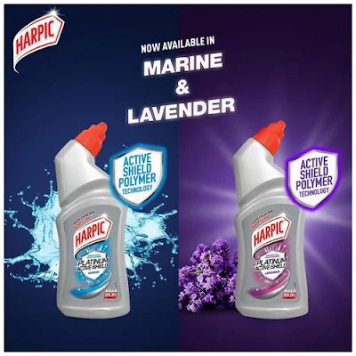 Harpic Platinum Active-shield Disinfectant Toilet Cleaner Liquid - Marine - 500 ml