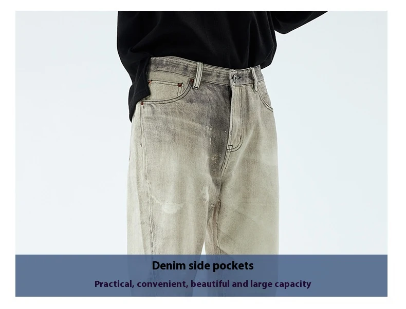 Title 8, Retro Jean Düz Kesim Moda Mop Pantolon, vintage...