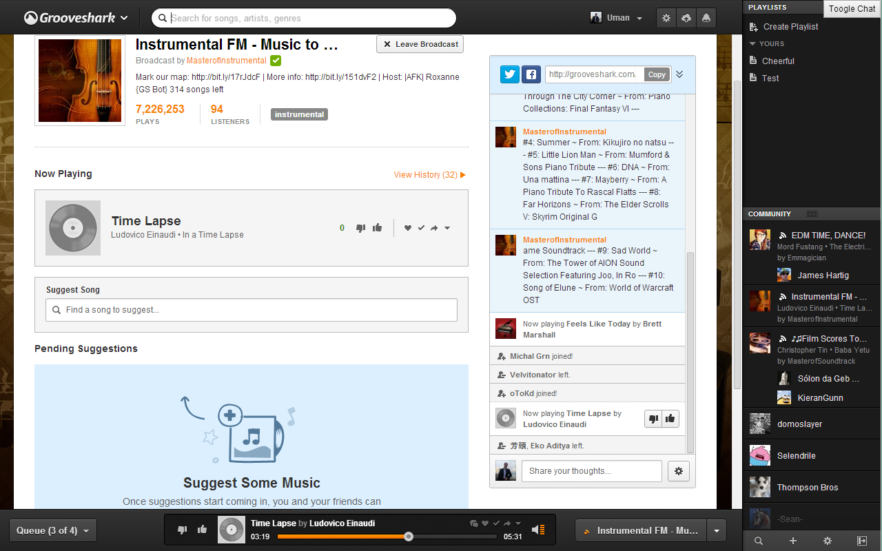 Grooveshark Chat Fullscreen Preview image 1