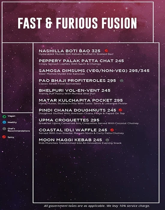 Helix- The Celestial Bar menu 