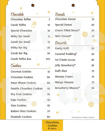 Govindas Bakery menu 