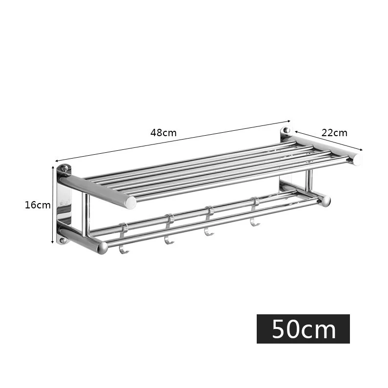 Toallero de pared de acero inoxidable para baño, hotel, estante de almacenamiento doméstico, solución elegante y duradera.