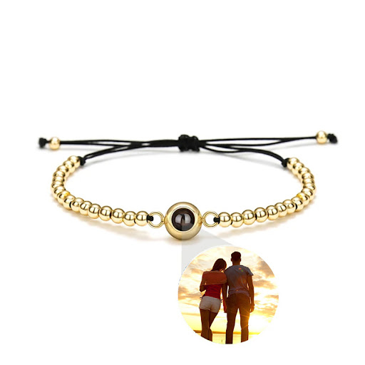 Title 2, Circular Projection Couple Bracelet in 100 Lang...