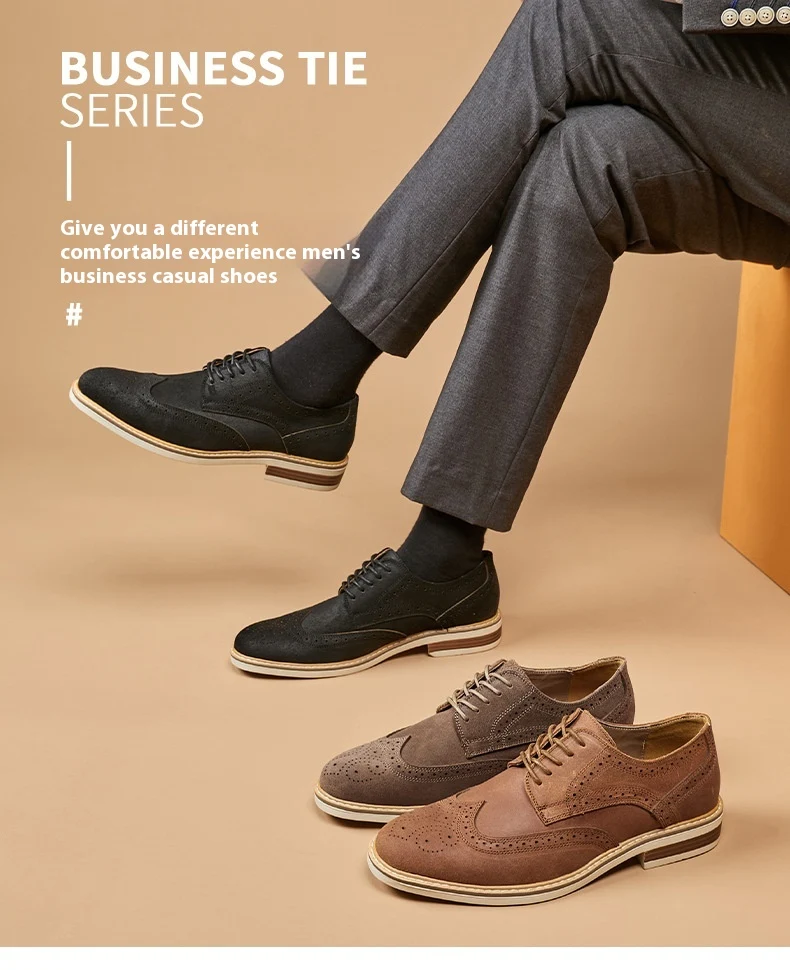 Title 2, Heren leren schoenen, brogue stijl, runder suèd...