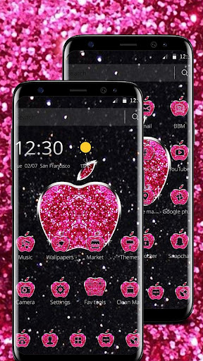 Pink Glitter Apple Black Business Theme