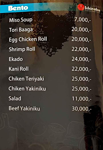 Ichiraku Ramen menu 