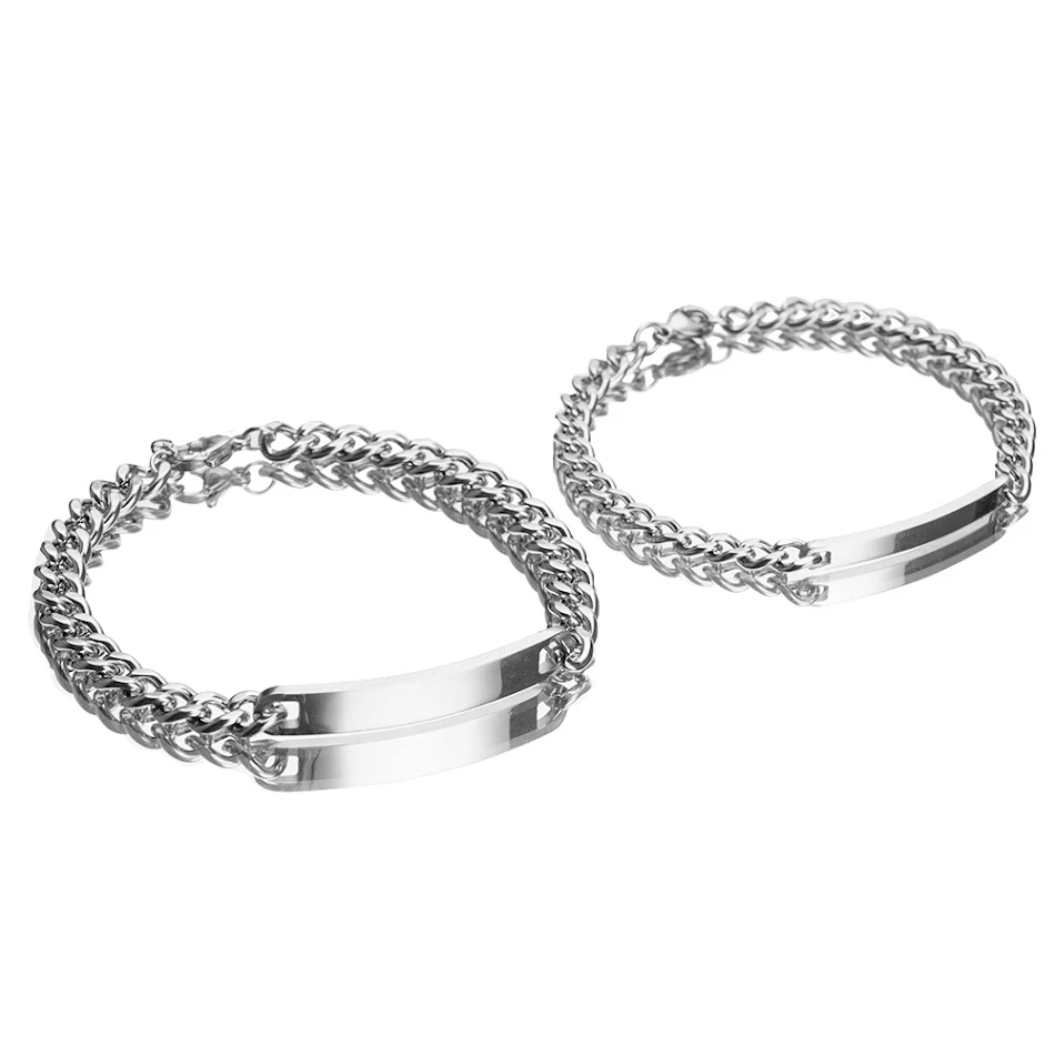 Pulseira para o Dia dos Namorados em aço titânio gravado, banhada a ouro 18K de alta qualidade, um presente perfeito para casais