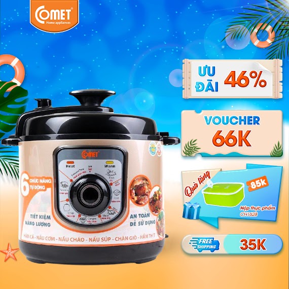 [Mã Elcmt5 Giảm 10% Đơn 699K] Nồi Áp Suất Điện Đa Năng 6.0L Comet - Cm6156