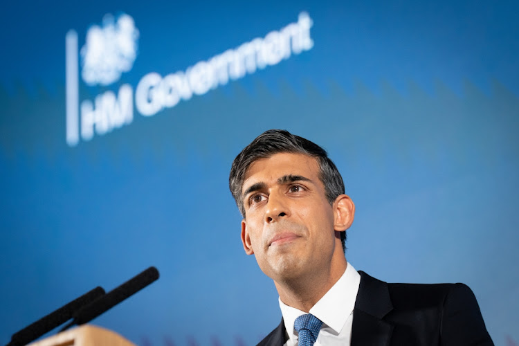 British Prime Minister Rishi Sunak delivers his first major domestic policy speech, in London, January 4 2023. Picture: STEFAN ROUSSEAU/WPA POOL/GETTY IMAGES