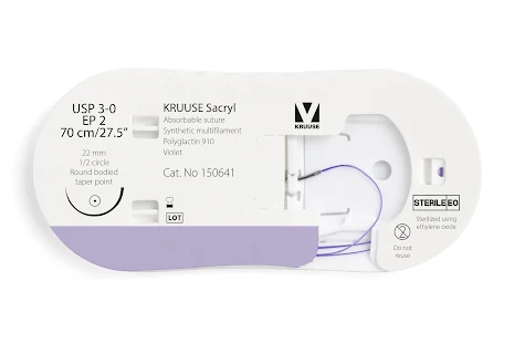 KRUUSE Sacryl Sutur, USP 3-0/EP 2, 70 cm, violet, 12st