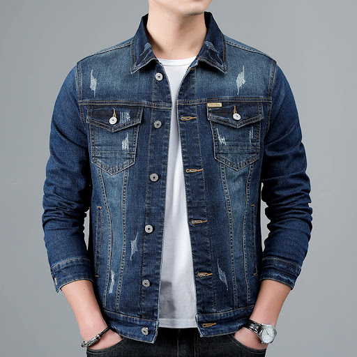 Title 3, Mens Simple Lapel Denim Jacket. A versatile an...