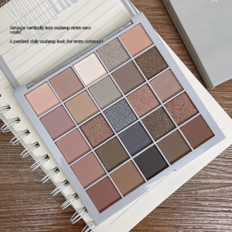 Lucky Cube 25 Color Eyeshadow Palette, Shimmer & Matte, Earth Tone Orange Brown, create versatile day and night looks.