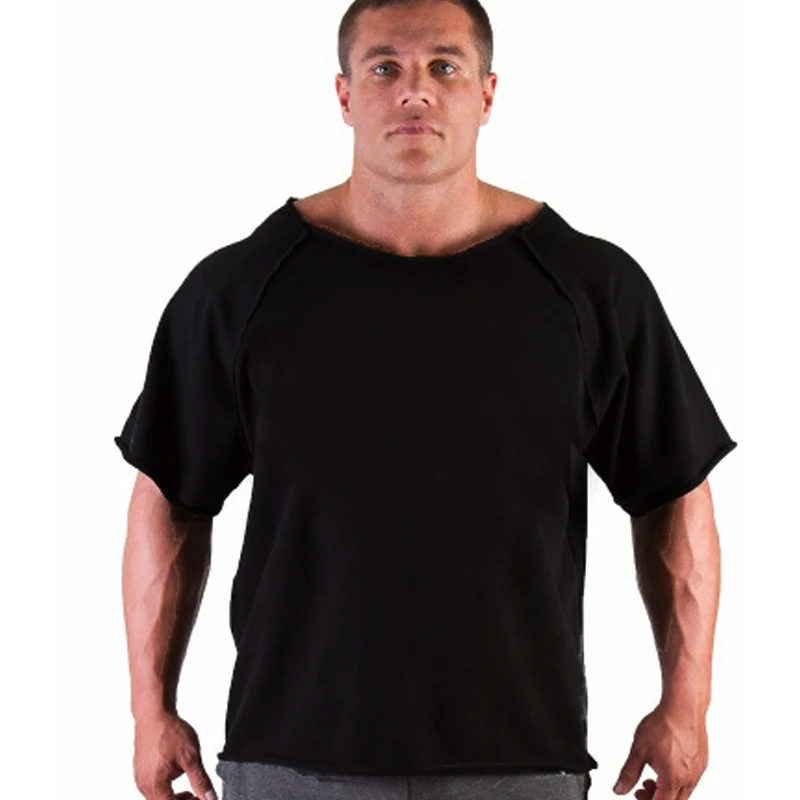 Heren effen sportshirt met korte vleermouw, ademend en comfortabel voor de sportschool en training, perfecte pasvorm.