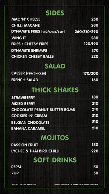 Le Burger Seigneur menu 