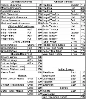 Classic Grill And Shawarma menu 