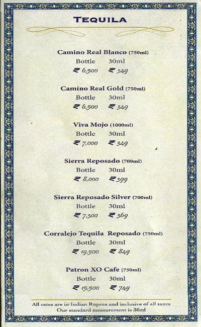 Shebestan - Sterlings MAC Hotel menu 