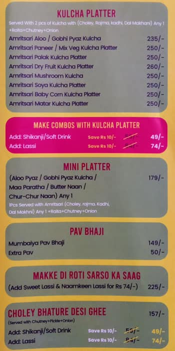 Amritsari Express menu 