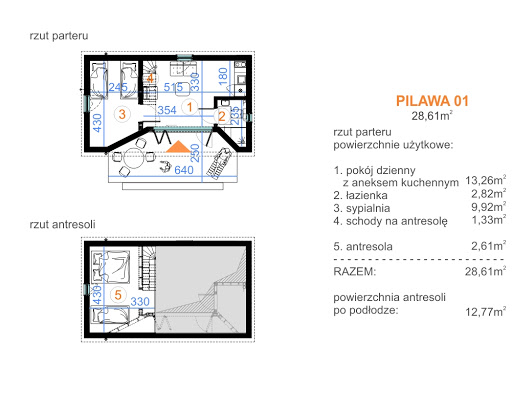 Pilawa 01 - Rzut parteru i antresoli