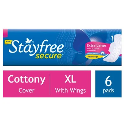 Stayfree Secure Dry Cover With Wings - 6 pc