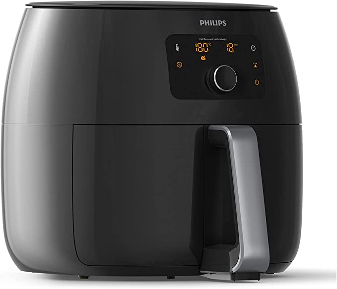 Air fryer Philips de modelo Premium XXL, com tecnologia que tira mais gordura em comparação a outras fritadeiras