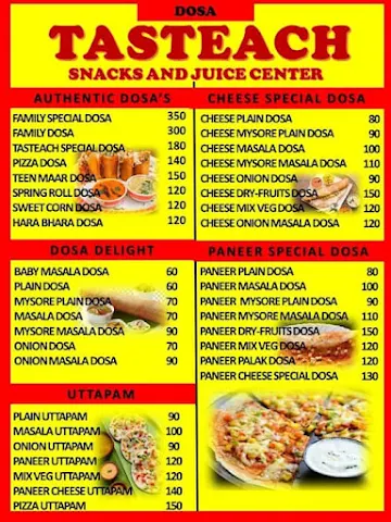 Tasteach Snacks And Juice Center menu 