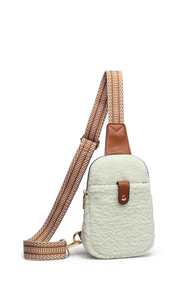 Etnische schoudertas met casual bont, crossbody-tas, perfect voor dagelijks gebruik, comfortabel en veelzijdig, ideaal voor elke outfit