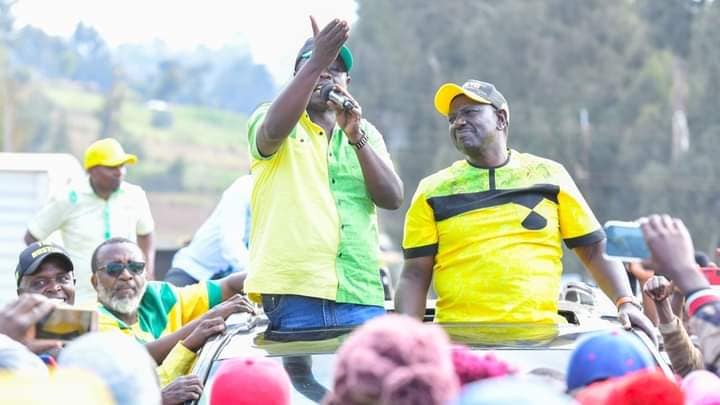 Kenya Kwanza presidential running mate Rigathi Gachagua and presidential candidate William Ruto.