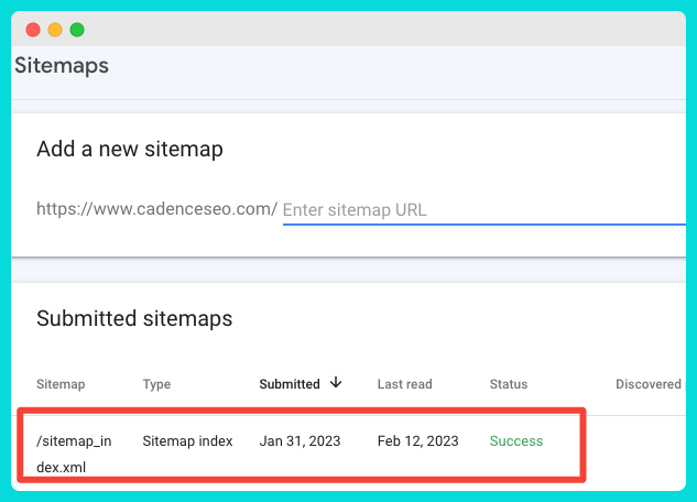 Adding a sitemap in Google Search Console