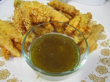 Fried Squash blossoms with mint jelly!