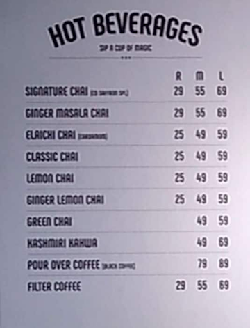 Chai Days menu 